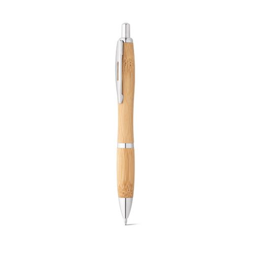 NICOLE. Bamboo ball pen with clip and metal trim
