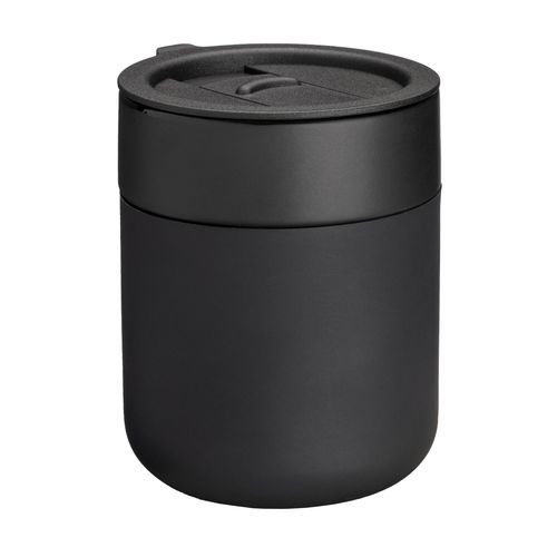 300 ml silicone-coated ceramic mug. Removable PP cap with sliding opening