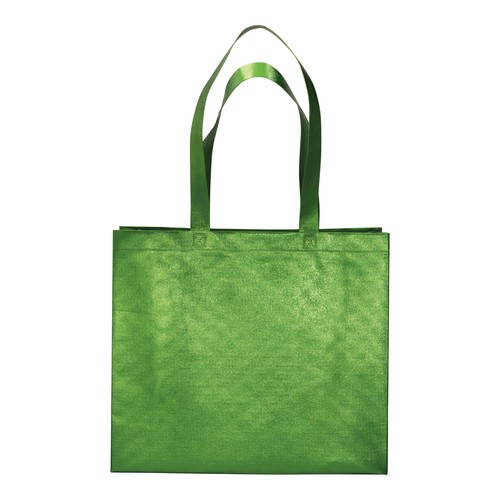 Bolsa con fuelle de tejido sin tejer laminado 100 g/m2 termosoldado, con asas largas Bolsa con fuelle de tejido sin tejer laminado 100 g/m2 termosoldado, con asas largas