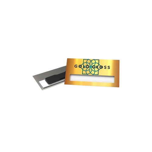 Badge Mae Metal, Rectangular, 74 x 20 mm, Magnet, Doming in full color Badge Mae Metal, Rectangular, 74 x 20 mm, Magnet, Doming in full color