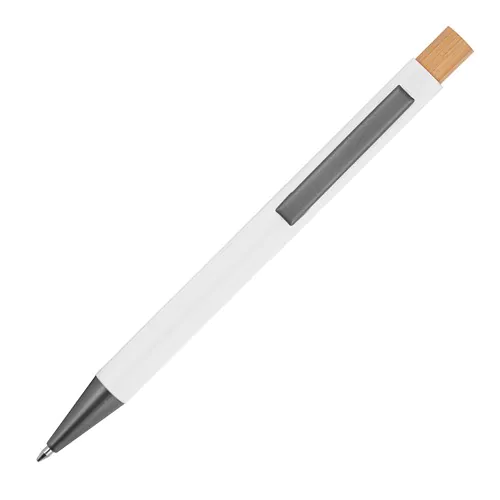 Stylo à bille en aluminium recyclé avec poussoir en bambou