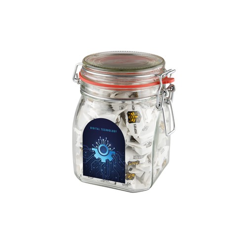 Weck jar 0,9 liters, filled with candy