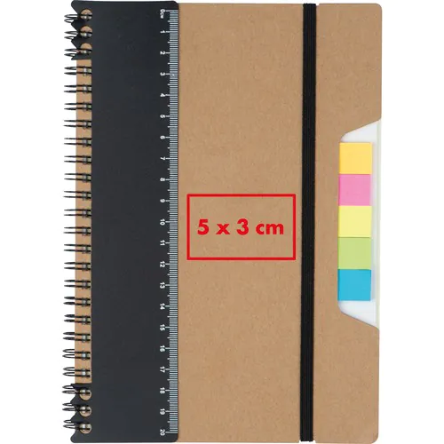 A5 Notebook with ruler and sticky notes