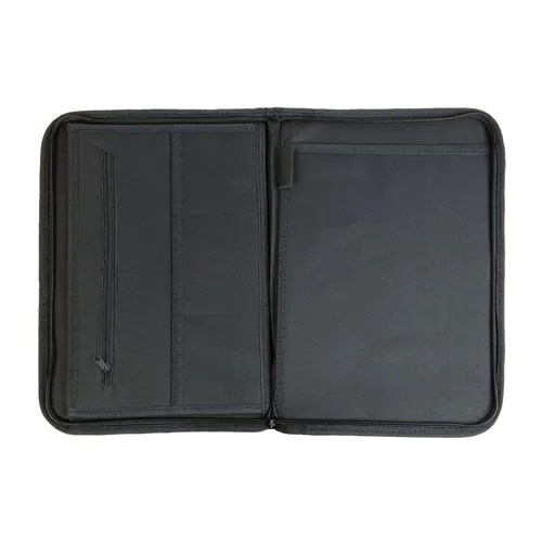 600D polyester brief folder with zip closure, 6 inside compartments