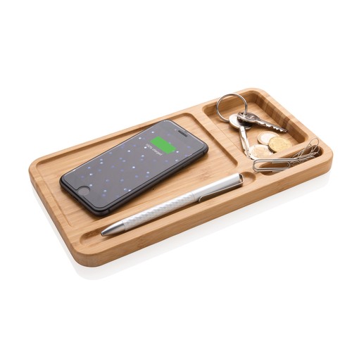 Bamboo desk organiser 5W wireless charger Bamboo desk organiser 5W wireless charger