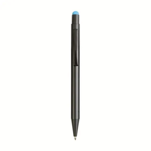 Aluminum push button ball pen with colored touch screen and laser engraved logo