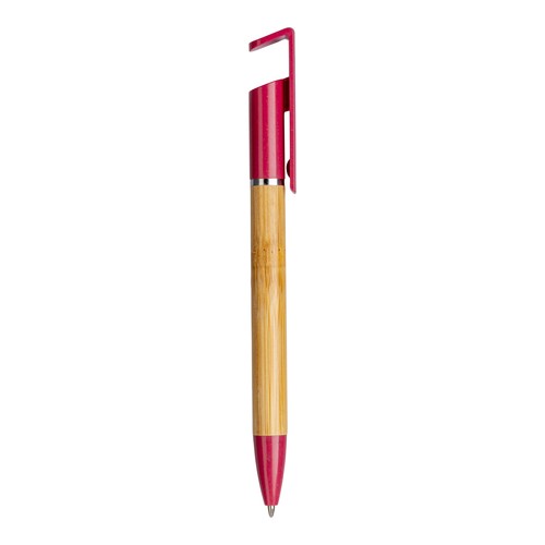 Bamboo and wheat straw twist pen with mobile phone stand Bamboo and wheat straw twist pen with mobile phone stand