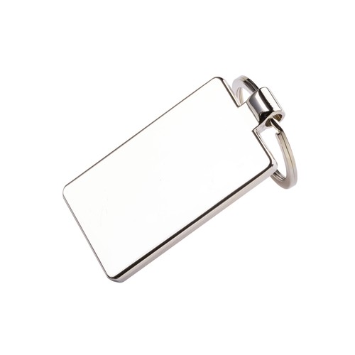 Porte-clés rectangulaire en métal avec façade en bambou Porte-clés rectangulaire en métal avec façade en bambou