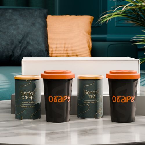 Conjunto Freedom Taste 280ml negro satinado/Naranja Conjunto Freedom Taste 280ml negro satinado/Naranja