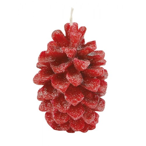 BOUGIE POMME DE PIN ROUGE AVEC GLITTER