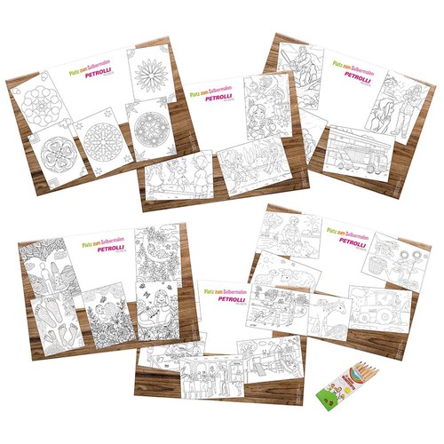 Coloring sheets set - with digital printing Coloring sheets set - with digital printing