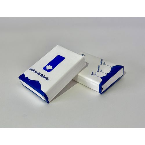 Customizable tissue packs with paper packaging. Customizable tissue packs with paper packaging.