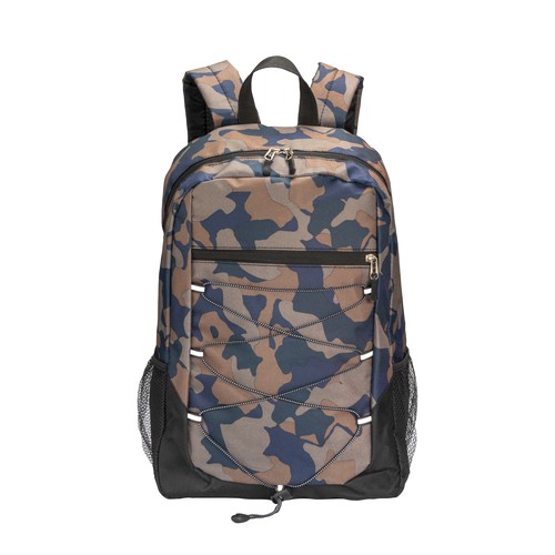 600D polyester 4-pocket backpack (two mesh side pockets). Padded straps and back 600D polyester 4-pocket backpack (two mesh side pockets). Padded straps and back