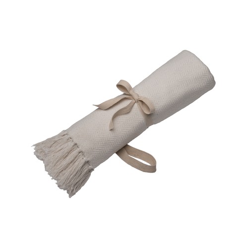 Couverture à franges fabriquée à partir de matériaux 100 % recyclés