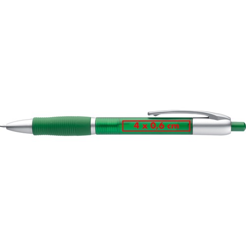 Frosted plastic ball pen with grooved rubber grip zone Frosted plastic ball pen with grooved rubber grip zone