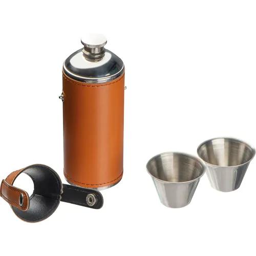 Stainless steel hip flask with 2 pins Stainless steel hip flask with 2 pins