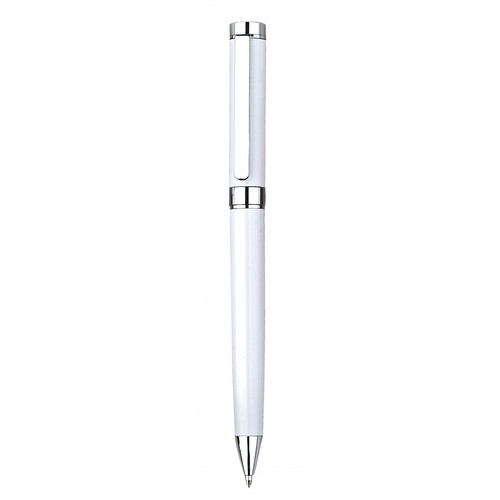 PEN METAL CHROMED/WHITE SHINY