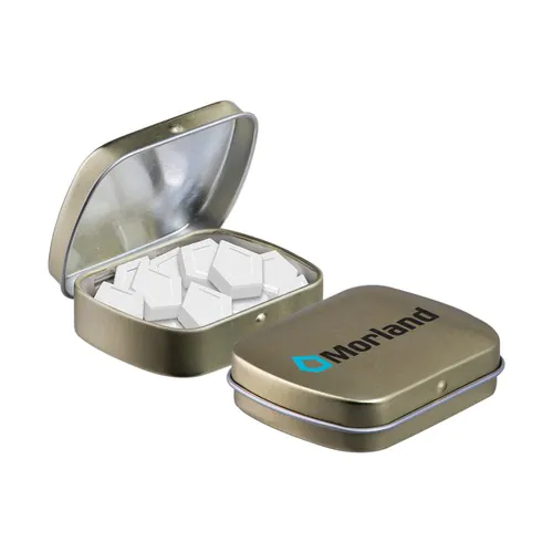 Mini hinged tin logo mints