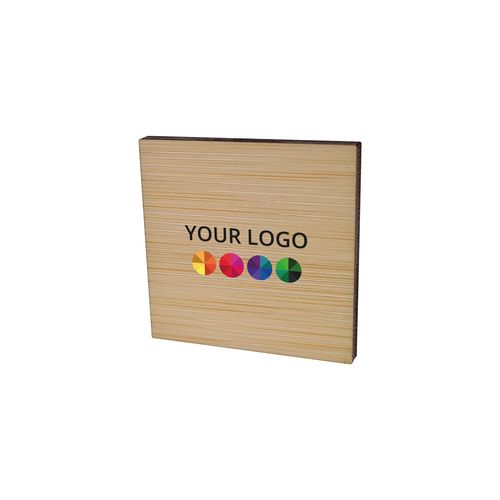 Badge Bamboo Carré 40 mm, Magnet, Impression Quadri Badge Bamboo Carré 40 mm, Magnet, Impression Quadri