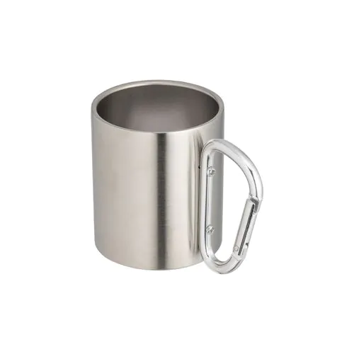 Tazza in acciaio con manico in alluminio a moschettone, 200 ml Tazza in acciaio con manico in alluminio a moschettone, 200 ml