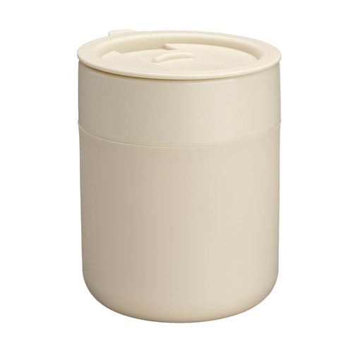 300 ml silicone-coated ceramic mug. Removable PP cap with sliding opening