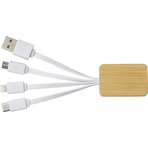 Set cavi per la ricarica 3 in 1 in bamboo Brandan Set cavi per la ricarica 3 in 1 in bamboo Brandan