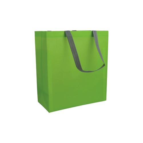 Laminated, heat-sealed 100 g/m2 non-woven fabric shopping bag with gusset