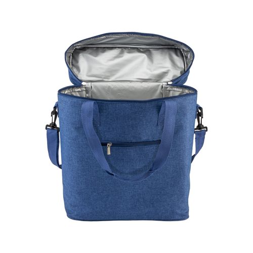 Borsa termica in r-pet melange con interno bianco in PEVA. Borsa termica in r-pet melange con interno bianco in PEVA.