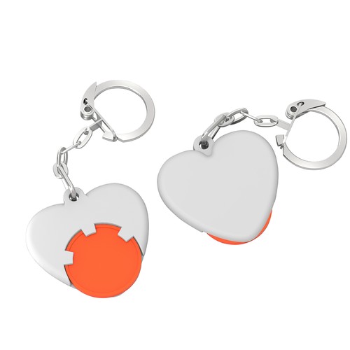 Porte-clés jeton 1€ "cœur"