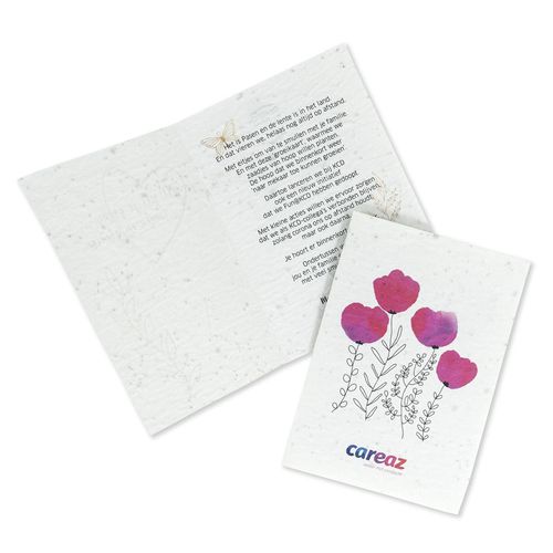 Biglietto d'auguri A5 piegato in A6 80 gr con carta semi - pers. Fronte Biglietto d'auguri A5 piegato in A6 80 gr con carta semi - pers. Fronte