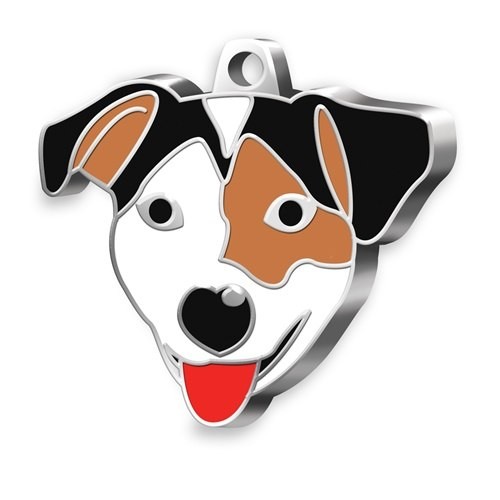 MEDAILLE CHIEN JACK RUSSELL BLANC/MARR. MEDAILLE CHIEN JACK RUSSELL BLANC/MARR.