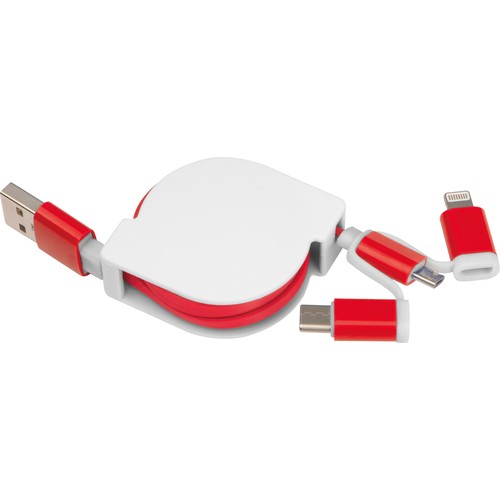 Extendable charging cable with 3 plugs Extendable charging cable with 3 plugs