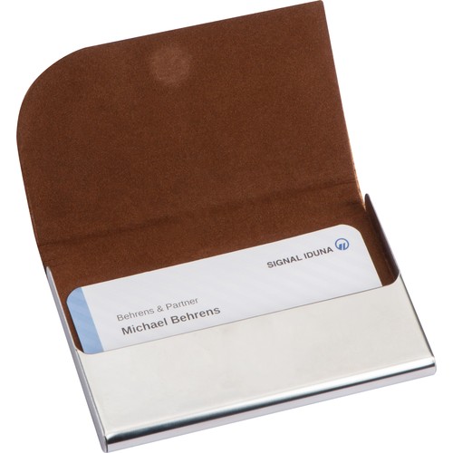 Porta biglietti da visita in metallo con superficie in sughero ROBERTO