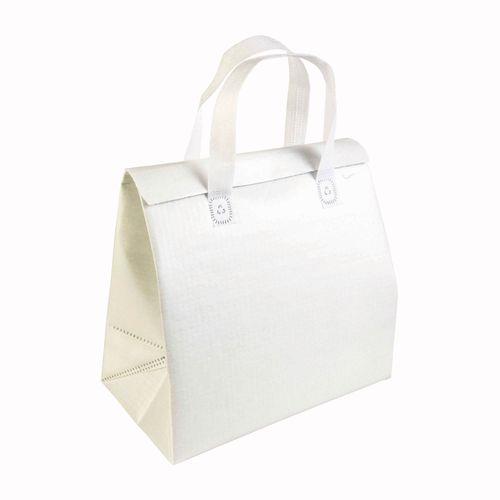 Laminated non woven cooler bag 100 g/m2 with velcro closure, 27 x 28 x 6 cm Laminated non woven cooler bag 100 g/m2 with velcro closure, 27 x 28 x 6 cm