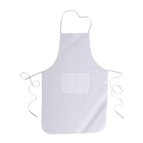 100% cotton/cotton twill (180 g/m2) long white cooking apron with front pocket, 60 x 92 cm