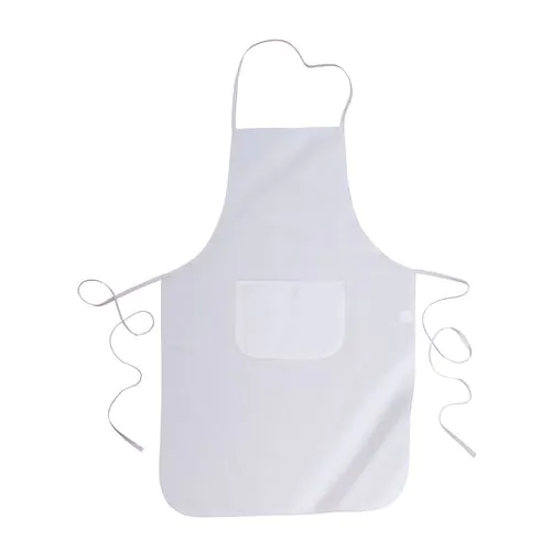 100% cotton/cotton twill (180 g/m2) long white cooking apron with front pocket, 60 x 92 cm