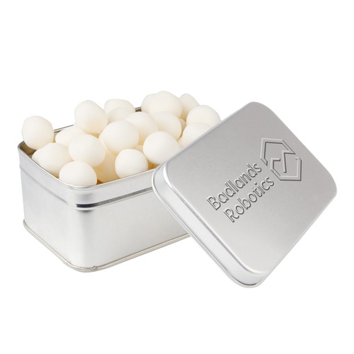 Square tin with embossing