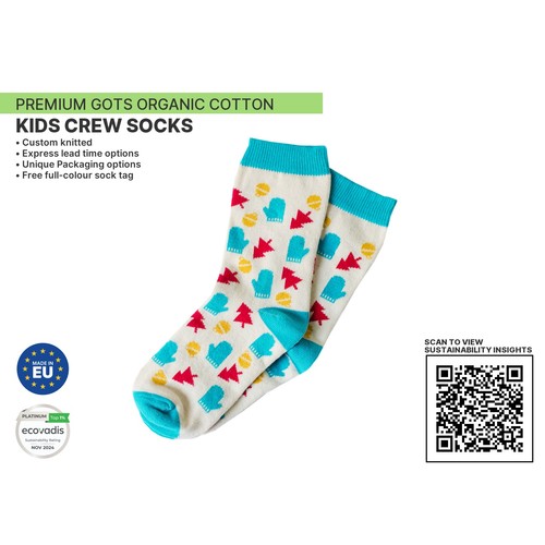 Premium ORGANIC Kids Crew Socks by KINGLY