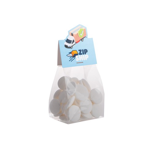 Block bag with header card in your own shape and 100 grams of candy