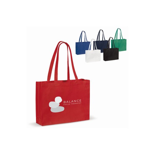 Borsa in cotone riciclato con soffietto 140g/m² 49x14x37cm Borsa in cotone riciclato con soffietto 140g/m² 49x14x37cm