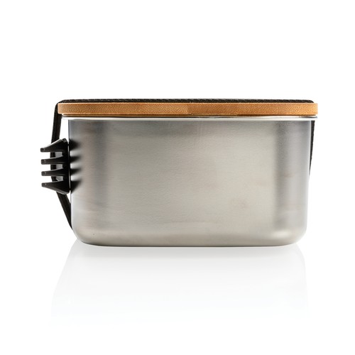 Roestvrijstalen lunchbox met bamboe deksel en spork