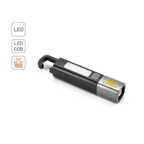 WIGGINS. Linterna de ABS, con una luz LED de 2 W (53 lúmenes) en la parte delantera y una luz COB (53 lúmenes) en la parte superior