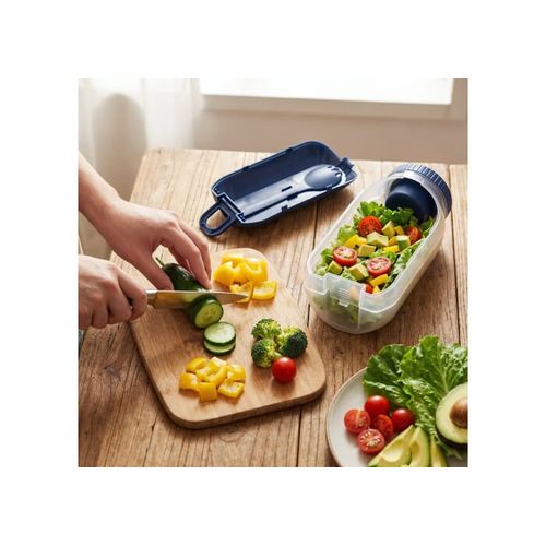 All-in-One Lunch Bowl Container with Sauce Compartment & Spoon-fork