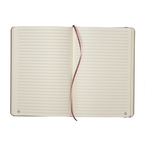 Carnet de notes avec couverture en résidus de fruits et fermeture élastique