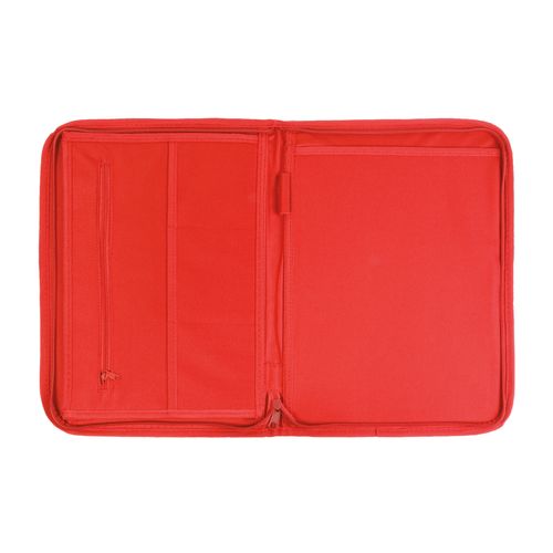 600D polyester brief folder with zip closure, 6 inside compartments