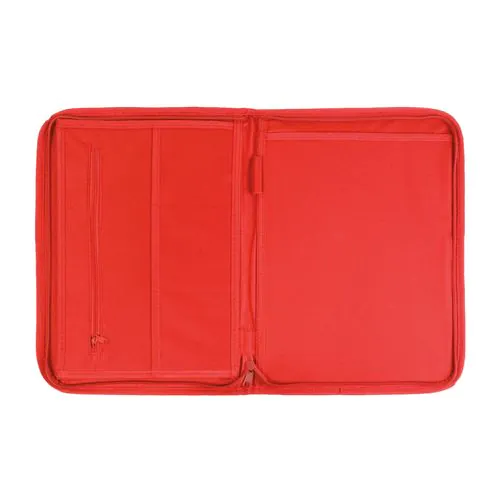 600D polyester brief folder with zip closure, 6 inside compartments