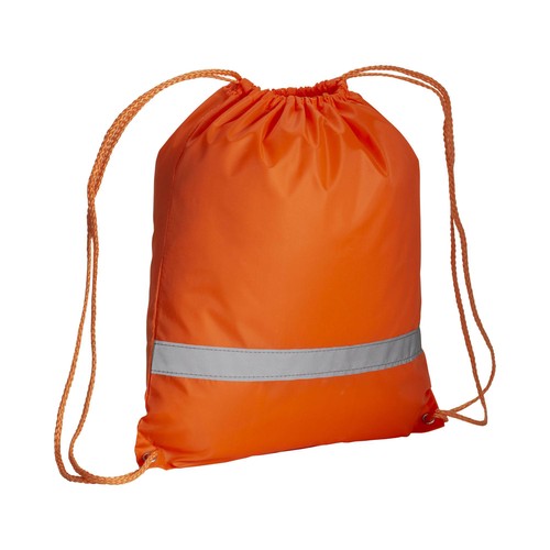 210T polyester backpack with reflective strip, drawstring closure and reinforced corners