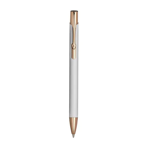 Aluminium snap pen with rose gold metal details Aluminium snap pen with rose gold metal details