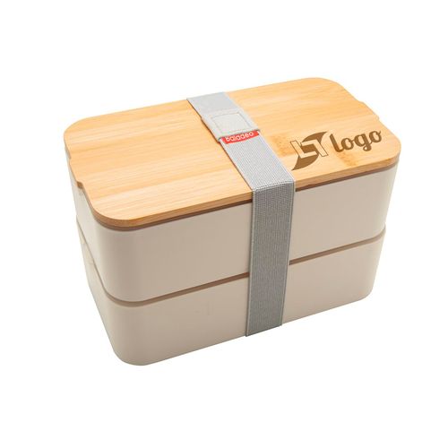 Bento 'Mihara', blanc, avec couvercle en bambou
