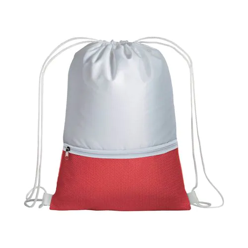 210T polyester backpack with coloured zip pocket and drawstring closure